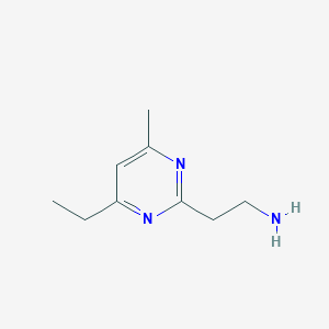 molecular formula C9H15N3 B13264178 2-(4-Ethyl-6-methylpyrimidin-2-yl)ethan-1-amine 