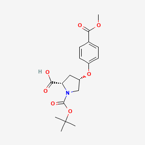 molecular formula C18H23NO7 B1326420 (2S,4S)-1-(tert-Butoxycarbonyl)-4-[4-(methoxy-carbonyl)phenoxy]-2-pyrrolidinecarboxylic acid CAS No. 1135201-25-0