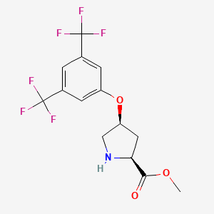 molecular formula C14H13F6NO3 B1326421 Methyl (2S,4S)-4-[3,5-bis(trifluoromethyl)-phenoxy]-2-pyrrolidinecarboxylate CAS No. 1135225-10-3