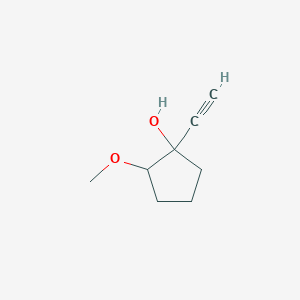 molecular formula C8H12O2 B13264211 1-Ethynyl-2-methoxycyclopentan-1-ol 