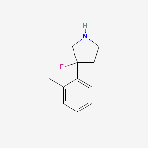 molecular formula C11H14FN B13264252 3-Fluoro-3-(2-methylphenyl)pyrrolidine 