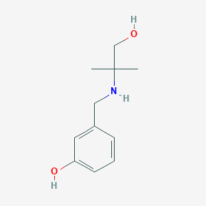 molecular formula C11H17NO2 B13264253 3-{[(1-Hydroxy-2-methylpropan-2-yl)amino]methyl}phenol 