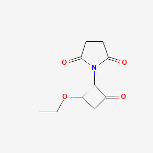 molecular formula C10H13NO4 B13264259 1-(2-Ethoxy-4-oxocyclobutyl)pyrrolidine-2,5-dione 
