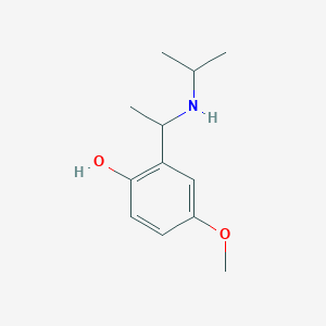 molecular formula C12H19NO2 B13264265 4-Methoxy-2-{1-[(propan-2-yl)amino]ethyl}phenol 