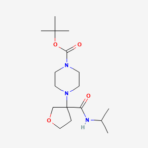 molecular formula C17H31N3O4 B13264301 tert-Butyl 4-{3-[(propan-2-yl)carbamoyl]oxolan-3-yl}piperazine-1-carboxylate 
