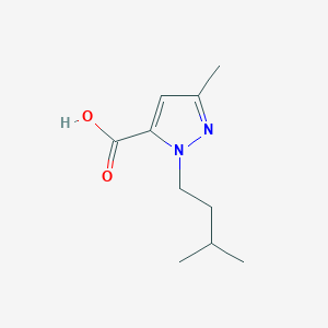 molecular formula C10H16N2O2 B13264307 3-Methyl-1-(3-methylbutyl)-1H-pyrazole-5-carboxylic acid 