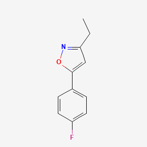 molecular formula C11H10FNO B13264319 3-Ethyl-5-(4-fluorophenyl)-1,2-oxazole CAS No. 70862-54-3