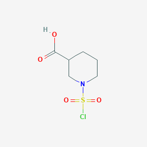 molecular formula C6H10ClNO4S B13264338 1-(Chlorosulfonyl)piperidine-3-carboxylic acid 