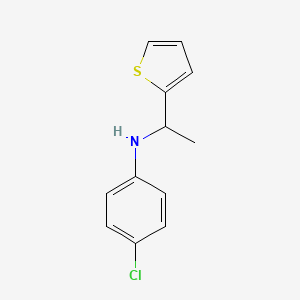 molecular formula C12H12ClNS B13264368 4-Chloro-N-[1-(thiophen-2-YL)ethyl]aniline 