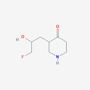 molecular formula C8H14FNO2 B13264405 3-(3-Fluoro-2-hydroxypropyl)piperidin-4-one 
