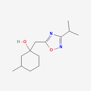 molecular formula C13H22N2O2 B13264416 3-Methyl-1-{[3-(propan-2-yl)-1,2,4-oxadiazol-5-yl]methyl}cyclohexan-1-ol 