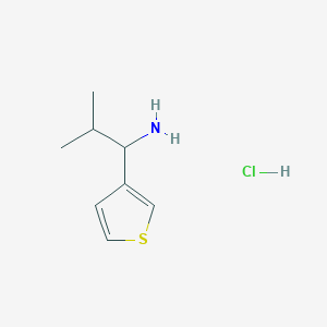 molecular formula C8H14ClNS B13264436 2-Methyl-1-(thiophen-3-yl)propan-1-amine hydrochloride 