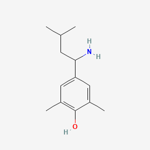 molecular formula C13H21NO B13264453 4-(1-Amino-3-methylbutyl)-2,6-dimethylphenol 