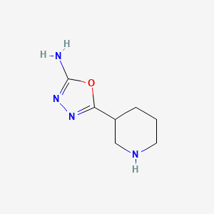 molecular formula C7H12N4O B13264478 5-(Piperidin-3-yl)-1,3,4-oxadiazol-2-amine 