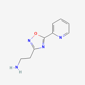 molecular formula C9H10N4O B13264484 2-[5-(Pyridin-2-yl)-1,2,4-oxadiazol-3-yl]ethan-1-amine 