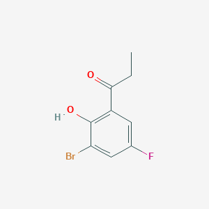 molecular formula C9H8BrFO2 B13264496 1-(3-Bromo-5-fluoro-2-hydroxyphenyl)propan-1-one 
