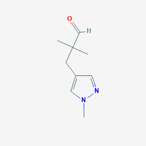 molecular formula C9H14N2O B13264528 2,2-Dimethyl-3-(1-methyl-1H-pyrazol-4-yl)propanal 
