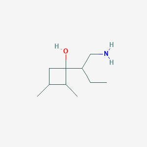 molecular formula C10H21NO B13264542 1-(1-Aminobutan-2-yl)-2,3-dimethylcyclobutan-1-ol 