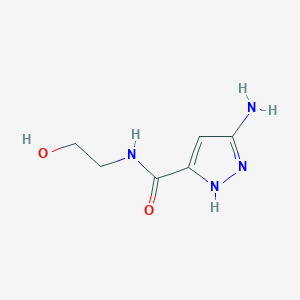 molecular formula C6H10N4O2 B13264559 3-amino-N-(2-hydroxyethyl)-1H-pyrazole-5-carboxamide 
