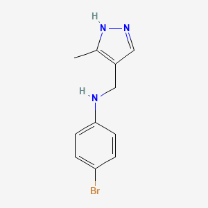 molecular formula C11H12BrN3 B13264579 4-Bromo-N-[(3-methyl-1H-pyrazol-4-yl)methyl]aniline 