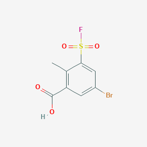 molecular formula C8H6BrFO4S B13264588 5-Bromo-3-(fluorosulfonyl)-2-methylbenzoic acid 