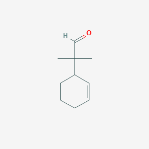molecular formula C10H16O B13264622 2-(Cyclohex-2-enyl)-2-methylpropanal 