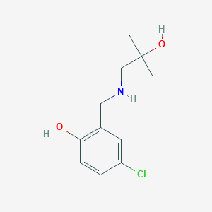 molecular formula C11H16ClNO2 B13264629 4-Chloro-2-{[(2-hydroxy-2-methylpropyl)amino]methyl}phenol 