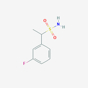 molecular formula C8H10FNO2S B13264641 1-(3-Fluorophenyl)ethane-1-sulfonamide 