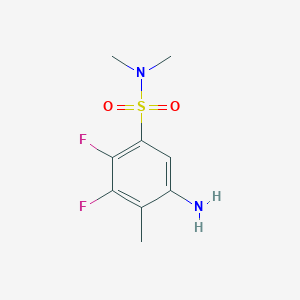 molecular formula C9H12F2N2O2S B13264692 5-Amino-2,3-difluoro-N,N,4-trimethylbenzene-1-sulfonamide 