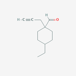 molecular formula C12H18O B13264742 4-Ethyl-1-(prop-2-yn-1-yl)cyclohexane-1-carbaldehyde 