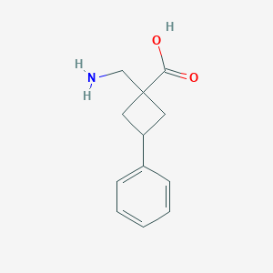 molecular formula C12H15NO2 B13264815 1-(Aminomethyl)-3-phenylcyclobutane-1-carboxylic acid 