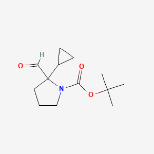 molecular formula C13H21NO3 B13264843 tert-Butyl 2-cyclopropyl-2-formylpyrrolidine-1-carboxylate 