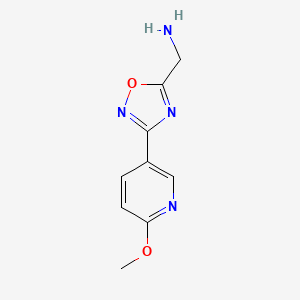 molecular formula C9H10N4O2 B13264902 (3-(6-Methoxypyridin-3-yl)-1,2,4-oxadiazol-5-yl)methanamine 