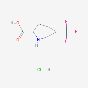 molecular formula C7H9ClF3NO2 B13264910 6-(Trifluoromethyl)-2-azabicyclo[3.1.0]hexane-3-carboxylic acid hydrochloride 