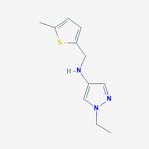 molecular formula C11H15N3S B13264935 1-Ethyl-N-[(5-methylthiophen-2-yl)methyl]-1H-pyrazol-4-amine 