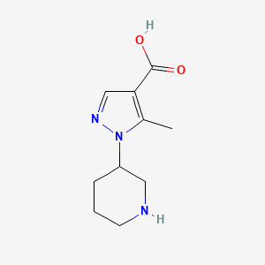 molecular formula C10H15N3O2 B13264947 5-Methyl-1-(piperidin-3-yl)-1H-pyrazole-4-carboxylic acid 