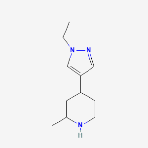 molecular formula C11H19N3 B13264954 4-(1-Ethyl-1H-pyrazol-4-yl)-2-methylpiperidine 