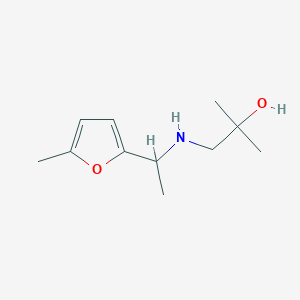 molecular formula C11H19NO2 B13264978 2-Methyl-1-{[1-(5-methylfuran-2-yl)ethyl]amino}propan-2-ol 