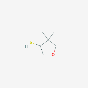 molecular formula C6H12OS B13264984 4,4-Dimethyloxolane-3-thiol 
