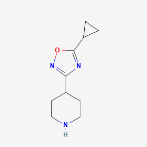 molecular formula C10H15N3O B13265000 4-(5-Cyclopropyl-1,2,4-oxadiazol-3-yl)piperidine 