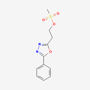 molecular formula C11H12N2O4S B13265122 2-(5-Phenyl-1,3,4-oxadiazol-2-yl)ethyl methanesulfonate CAS No. 1803589-20-9