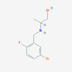 molecular formula C10H13BrFNO B13265148 2-{[(5-Bromo-2-fluorophenyl)methyl]amino}propan-1-ol 