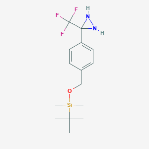 molecular formula C15H23F3N2OSi B132652 3-[4-({[tert-Butyl(dimethyl)silyl]oxy}methyl)phenyl]-3-(trifluoromethyl)diaziridine CAS No. 87736-83-2