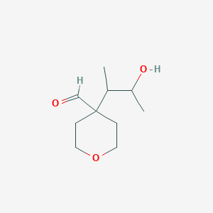 molecular formula C10H18O3 B13265284 4-(3-Hydroxybutan-2-yl)oxane-4-carbaldehyde 