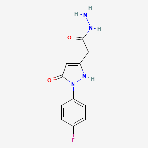 molecular formula C11H11FN4O2 B13265302 2-[1-(4-fluorophenyl)-5-oxo-2,5-dihydro-1H-pyrazol-3-yl]acetohydrazide CAS No. 852851-70-8