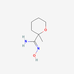 molecular formula C7H14N2O2 B13265355 N'-Hydroxy-2-methyloxane-2-carboximidamide 