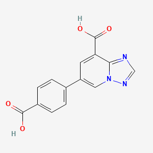 molecular formula C14H9N3O4 B13265364 6-(4-Carboxyphenyl)-[1,2,4]triazolo[1,5-a]pyridine-8-carboxylic acid 