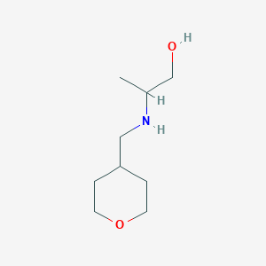 molecular formula C9H19NO2 B13265371 2-[(Oxan-4-ylmethyl)amino]propan-1-ol 