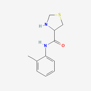 molecular formula C11H14N2OS B13265399 N-(2-methylphenyl)-1,3-thiazolidine-4-carboxamide 
