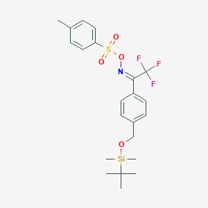 molecular formula C22H28F3NO4SSi B132654 [(Z)-[1-[4-[[Tert-butyl(dimethyl)silyl]oxymethyl]phenyl]-2,2,2-trifluoroethylidene]amino] 4-methylbenzenesulfonate CAS No. 87736-80-9
